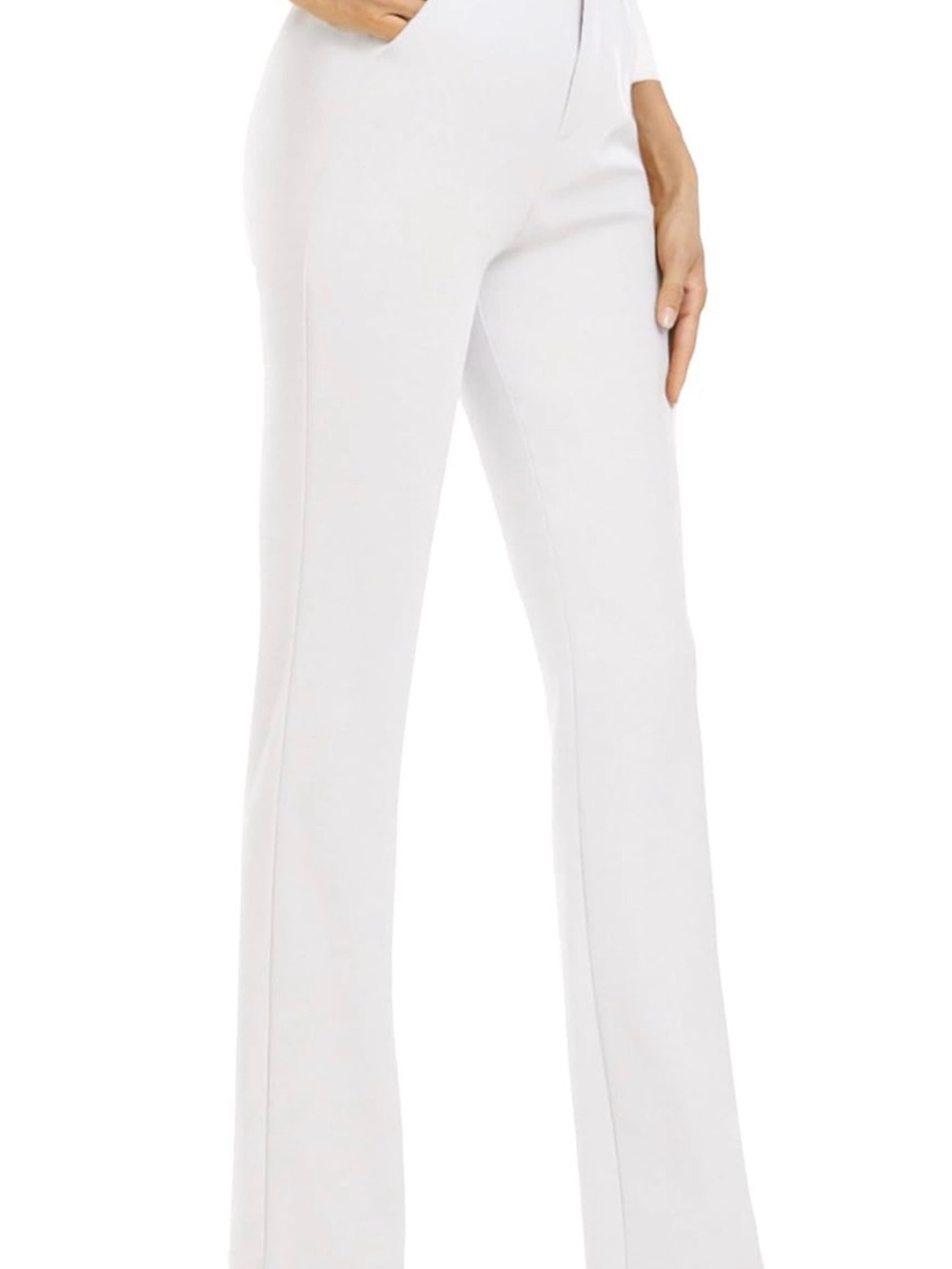 I chosy Women's White Boot-Cut Trousers